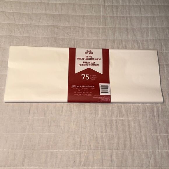 Shipping Supplies: 75 Sheets of Sheer Plain White Tissue Gift Wrap - Picture 1 of 7